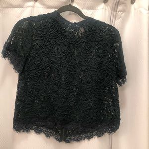 Forest green, lace blouse from Zara. Size: L